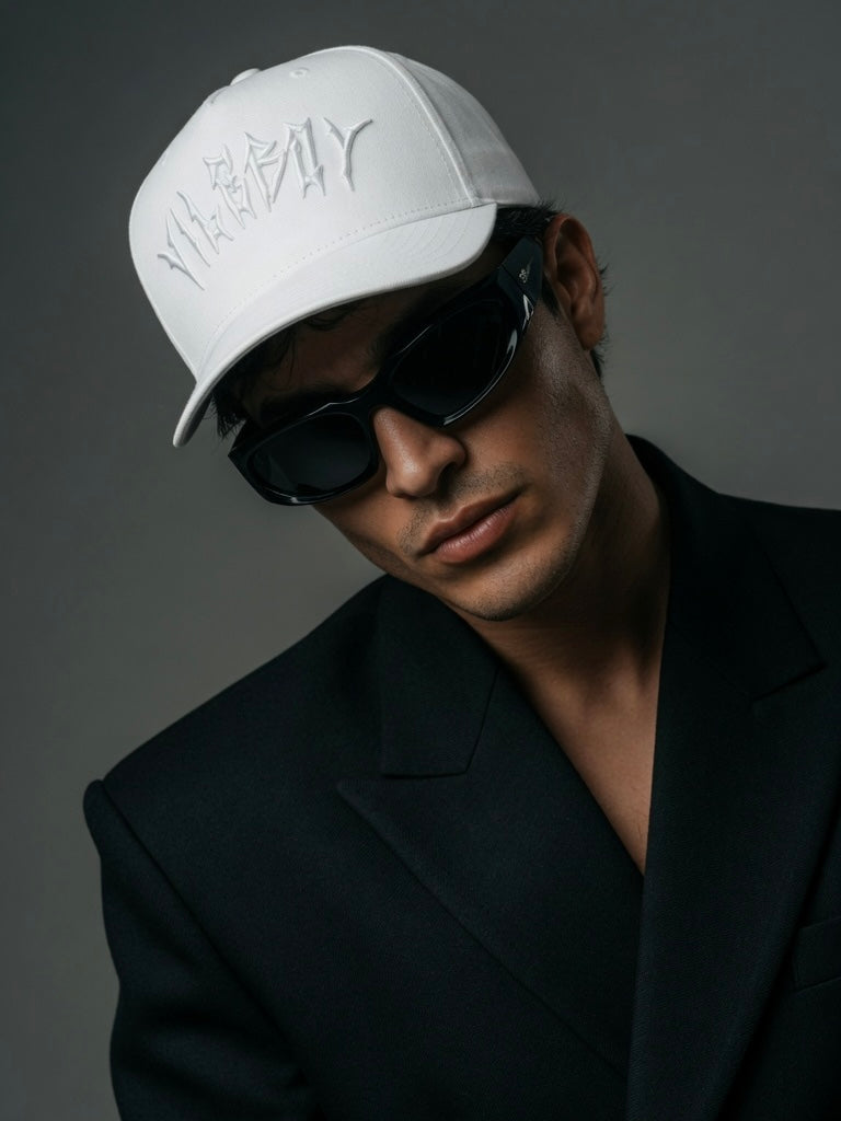 VILEBOY™ Gothic Logo Cap in White-thumbmail-4