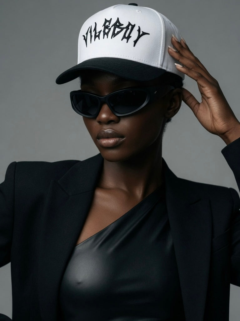 VILEBOY™ Gothic Logo Cap in White/Black-thumbmail-5