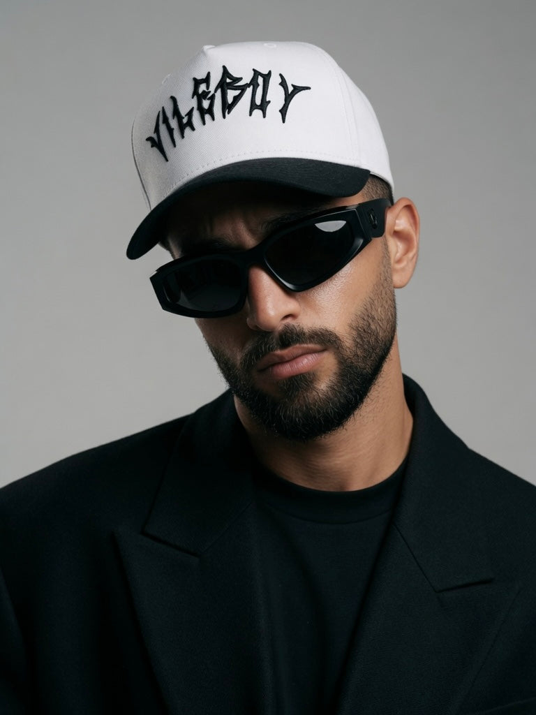VILEBOY™ Gothic Logo Cap in White/Black-thumbmail-4